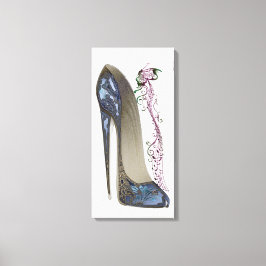 Rhapsody in Blauw Stiletto Schoen Kunst Canvas Pri