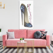 Rhapsody in Blauw Stiletto Schoen Kunst Canvas Pri Afdruk (Insitu (Woonkamer))