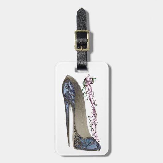Rhapsody in Blue Stiletto Shoe Art Bagagelabel (Voorkant verticaal)