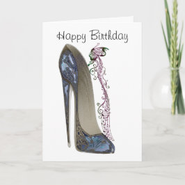 Rhapsody in Blue Stiletto Shoe Art Kaart
