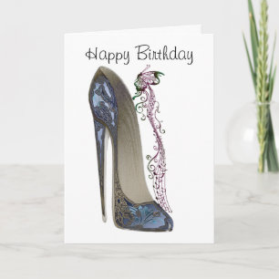Rhapsody in Blue Stiletto Shoe Art Kaart