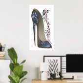 Rhapsody in Blue Stiletto Shoe Music Art Poster (Thuiskantoor)