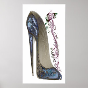 Rhapsody in Blue Stiletto Shoe Music Art Poster