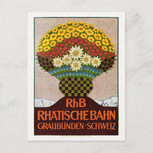 RhB Rhätische Bahn Zwitserland Vintage Poster 1911 Briefkaart