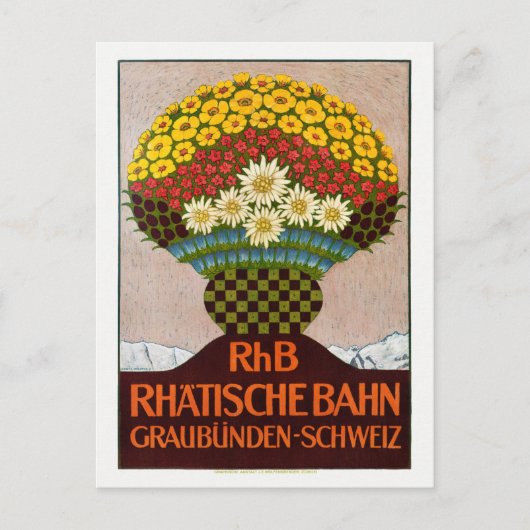 RhB Rhätische Bahn Zwitserland Vintage Poster 1911 Briefkaart (Voorkant)
