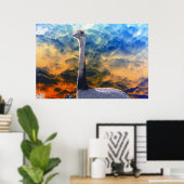Rhea over Storm Cloud Sky Poster (Thuiskantoor)