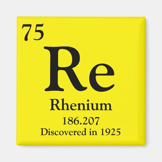 Rhenium Periodic Table Magneet (Voorkant)