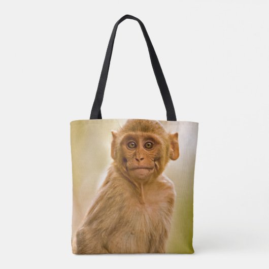 Rhesus Macaque Baby (Macaca Mulatta) | Sariska Tote Bag (Achterkant)