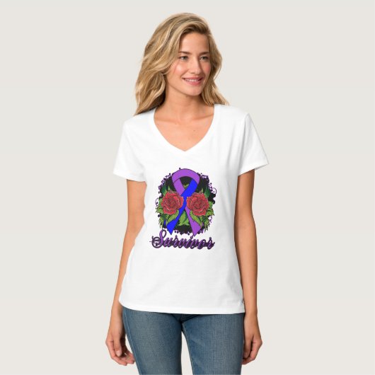 Rheumatoïde artritis Surviabehandeling Roos Grunge T-shirt (Voorkant volledig)