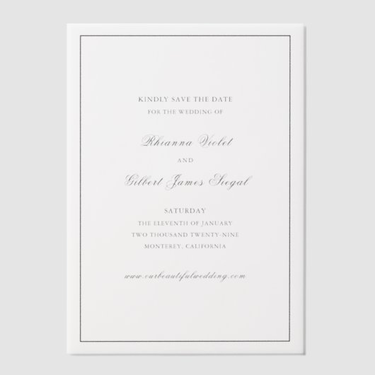 Rhianna traditionele bruiloft Bewaar de datum Vellum Uitnodigingen (Voorkant)