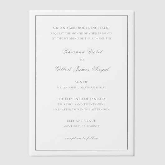 Rhianna traditionele bruiloft vellum uitnodigingen (Voorkant)