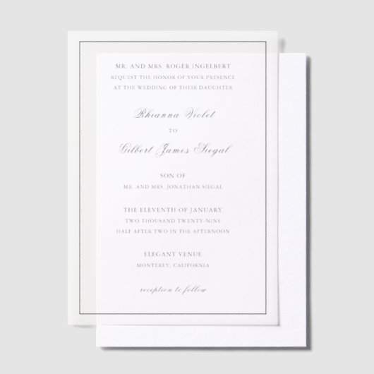 Rhianna traditionele bruiloft vellum uitnodigingen (Offset)