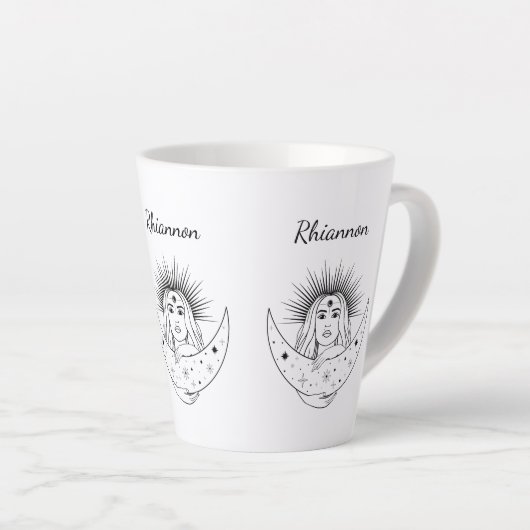 Rhiannon Celtic Welsh Moon Goddess Pagan Wicca Latte Mok (Rechterhoek)