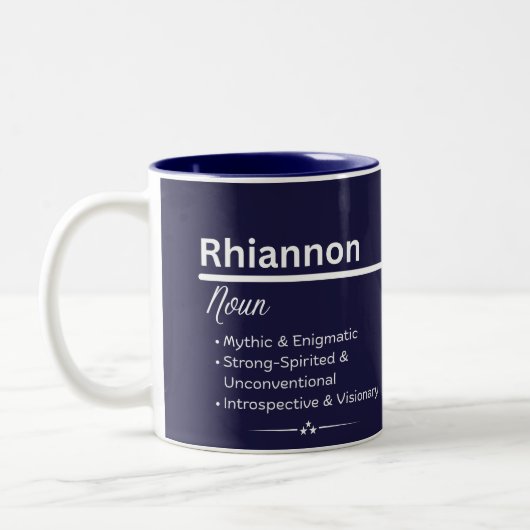 Rhiannon Personalized Name Coffee Mug Tweekleurige Koffiemok (Links)