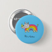 Rhinbow Rhino Rainbow Button Pin (Voorkant /achterkant)