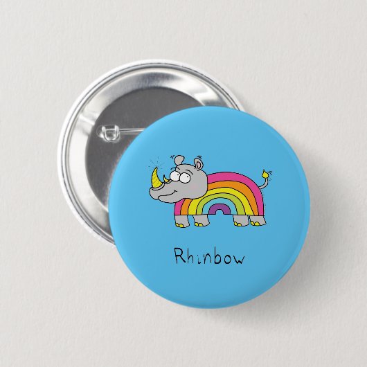 Rhinbow Rhino Rainbow Button Pin (Voorkant /achterkant)