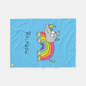 Rhinbow Rhino Rainbow Fleece Blanket Deken (Voorkant (Horizontaal))