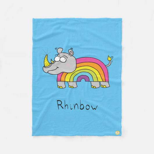 Rhinbow Rhino Rainbow Fleece Blanket Deken (Voorkant)