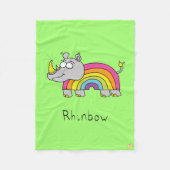 Rhinbow Rhino Rainbow Fleece Blanket Green (Voorkant)