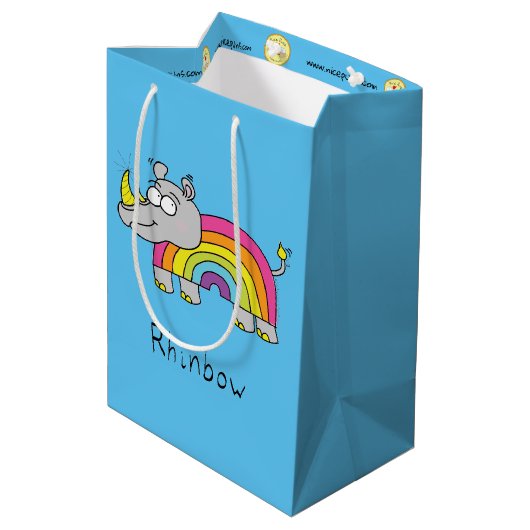 Rhinbow Rhino Rainbow Gift Bag Medium Cadeauzakje (Achterkant Gekanteld)