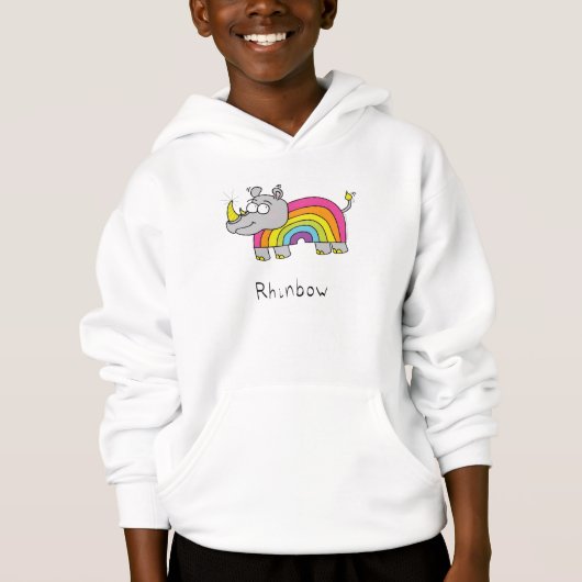 Rhinbow Rhino Rainbow Kinder Boy's Hoodie Sweatshi (Voorkant)