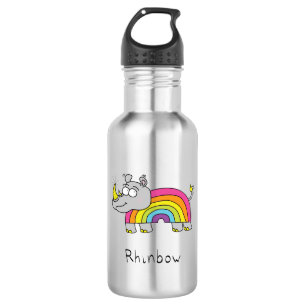Rhinbow Rhino Rainbow Water Bottle Silver Waterfles