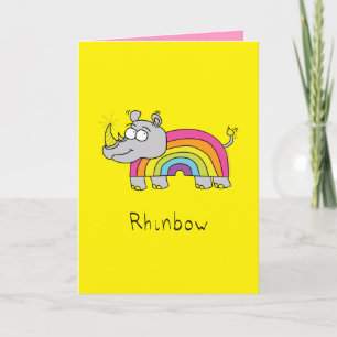 Rhinbow Rhino Rainbow Wenskaart Geel Kaart