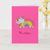 Rhinbow Rhino Rainbow Wenskaart Roze Kaart (Gele Bloem)