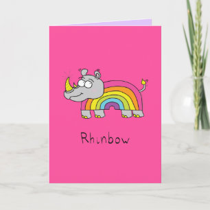 Rhinbow Rhino Rainbow Wenskaart Roze Kaart