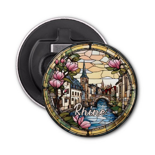 Rhine River Germany Button Flesopener (Voorkant)