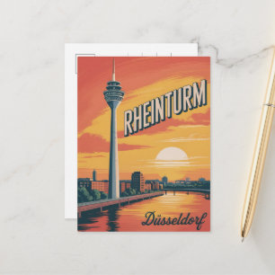 Rhine Toren Düsseldorf Rheinturm Duitse cadeau Briefkaart