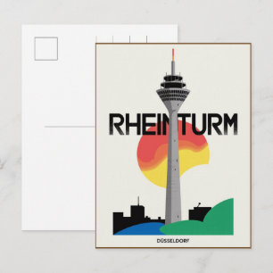 Rhine Toren Düsseldorf Rheinturm Duitse cadeau Briefkaart