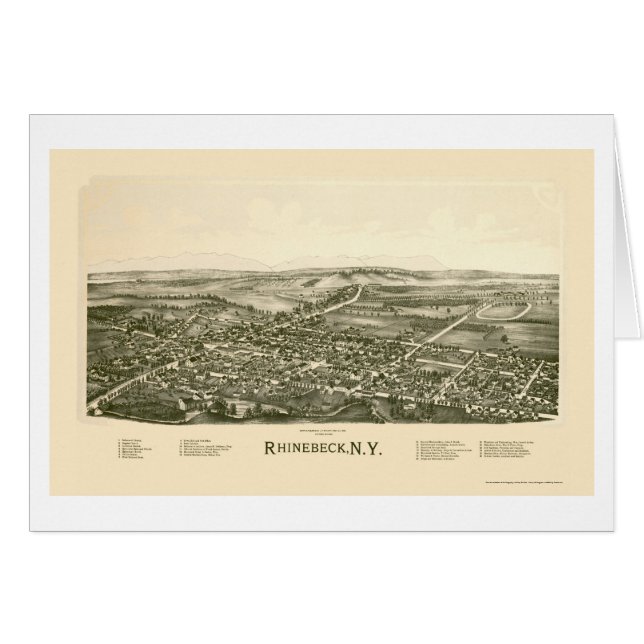 Rhinebeck, NY Panoramic Map - 1890 (Voorkant Horizontaal)