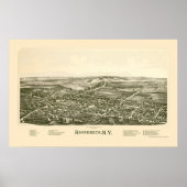 Rhinebeck, NY Panoramic Map - 1890 Poster (Voorkant)