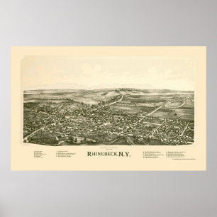 Rhinebeck, NY Panoramic Map - 1890 Poster