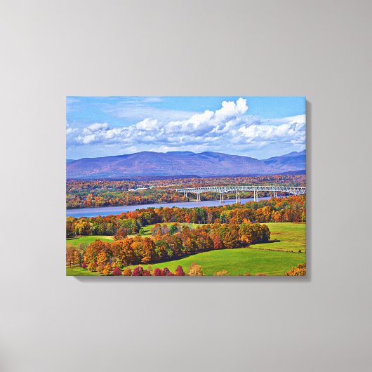 Rhinecliff Bridge in de herfst Canvas Afdruk (Voorkant)
