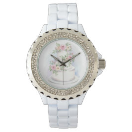 Rhinestone Bezel Trouwtaart Bruids Horloge