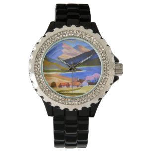 Rhinestone Black Enamel Horloge