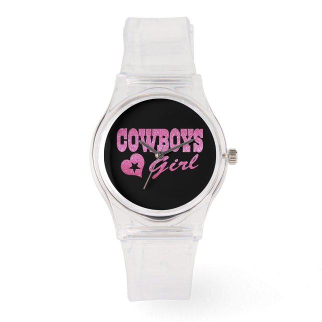 Rhinestone Black Enamel Watch Cowgirl horloge (Voorkant)