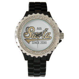Rhinestone Black Enamel Watch Savta Horloge