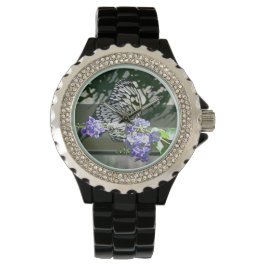 Rhinestone Black Watch met vlinder voor vrouwen Horloge