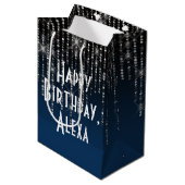 Rhinestone Bling Birthday and Name Medium Gift Bag Cadeauzakje (Voorkant Gekanteld)