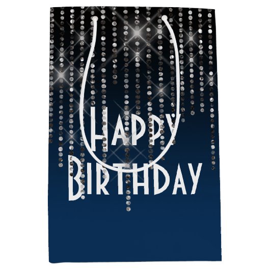 Rhinestone Bling Birthday Medium Cadeauzakje (Voorkant)