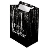 Rhinestone Bling Birthday Medium Cadeauzakje (Voorkant Gekanteld)