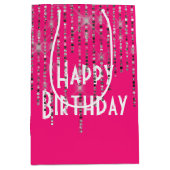 Rhinestone Bling Birthday Roze Medium Cadeauzakje (Voorkant)