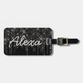 Rhinestone Bling met naam Bagagelabel (Voorkant horizontaal)