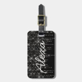 Rhinestone Bling met naam Bagagelabel (Voorkant verticaal)