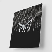 Rhinestone Bling met naam Vierkante Klok (Hoek)