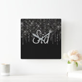 Rhinestone Bling met naam Vierkante Klok (Huis)