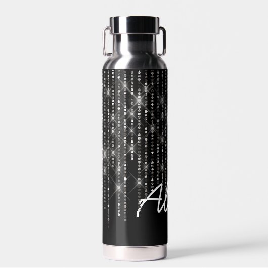 Rhinestone Bling met naam Waterfles (Voorkant)